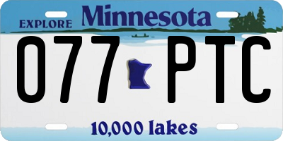 MN license plate 077PTC