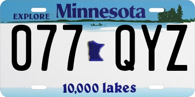 MN license plate 077QYZ