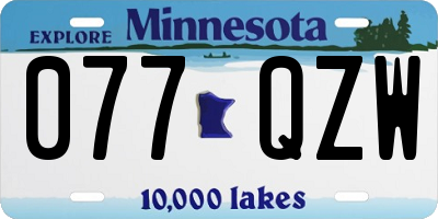 MN license plate 077QZW