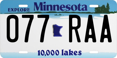 MN license plate 077RAA