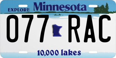 MN license plate 077RAC