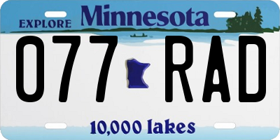 MN license plate 077RAD