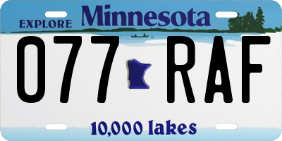 MN license plate 077RAF