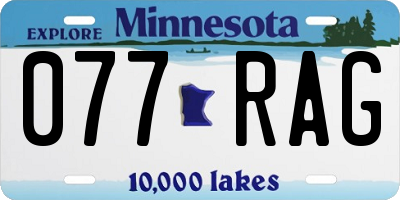 MN license plate 077RAG