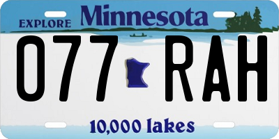 MN license plate 077RAH