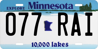 MN license plate 077RAI