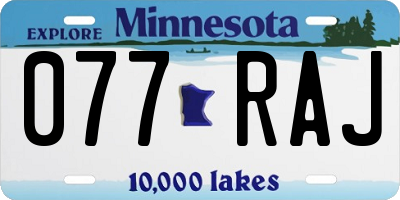 MN license plate 077RAJ