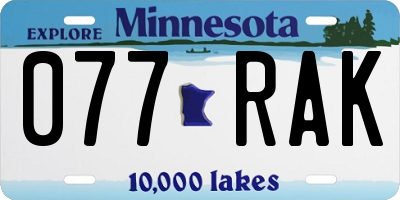 MN license plate 077RAK