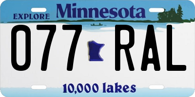 MN license plate 077RAL