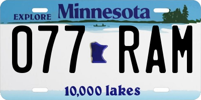 MN license plate 077RAM