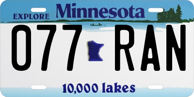 MN license plate 077RAN