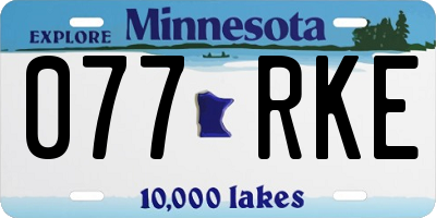 MN license plate 077RKE