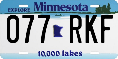 MN license plate 077RKF