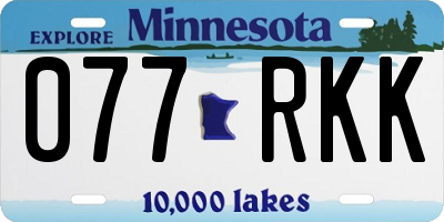 MN license plate 077RKK