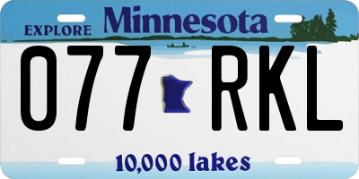 MN license plate 077RKL