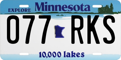 MN license plate 077RKS