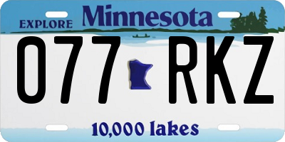 MN license plate 077RKZ
