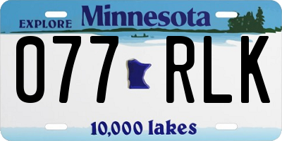 MN license plate 077RLK
