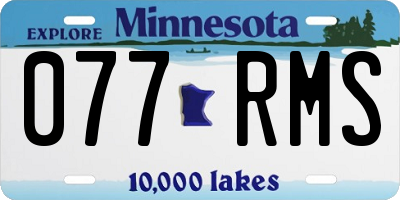 MN license plate 077RMS