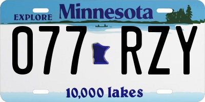 MN license plate 077RZY