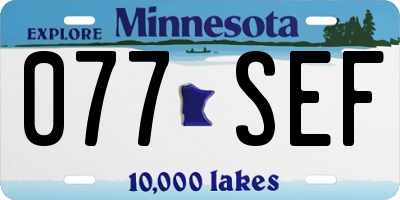 MN license plate 077SEF