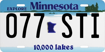 MN license plate 077STI