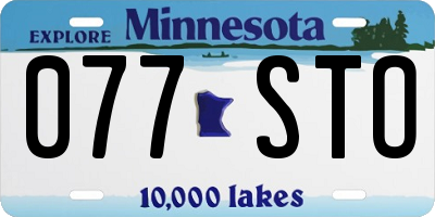 MN license plate 077STO