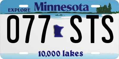 MN license plate 077STS