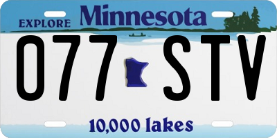 MN license plate 077STV