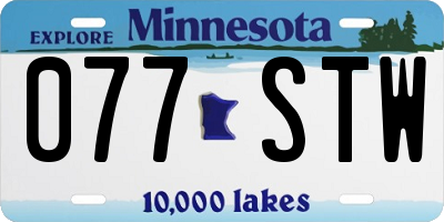 MN license plate 077STW