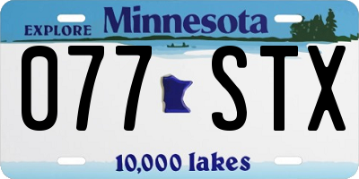 MN license plate 077STX