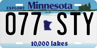 MN license plate 077STY