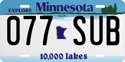 MN license plate 077SUB