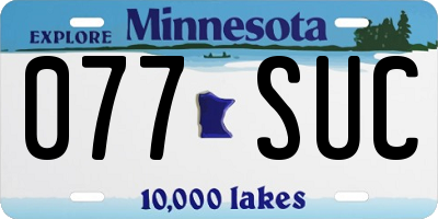 MN license plate 077SUC