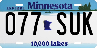 MN license plate 077SUK