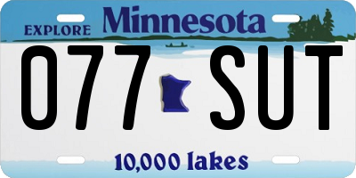 MN license plate 077SUT
