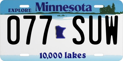 MN license plate 077SUW
