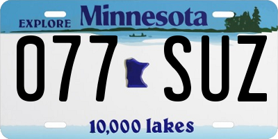 MN license plate 077SUZ