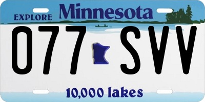 MN license plate 077SVV