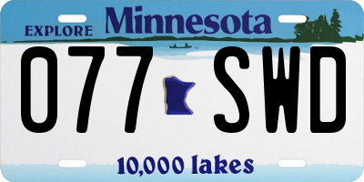 MN license plate 077SWD