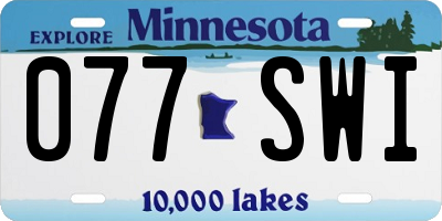 MN license plate 077SWI