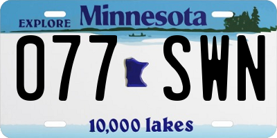 MN license plate 077SWN