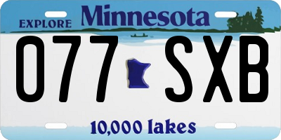 MN license plate 077SXB