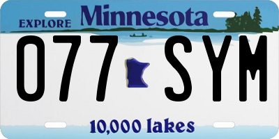 MN license plate 077SYM