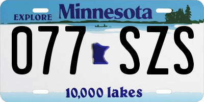 MN license plate 077SZS