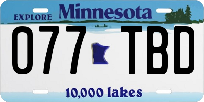 MN license plate 077TBD