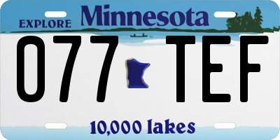 MN license plate 077TEF