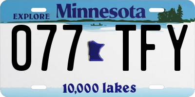 MN license plate 077TFY