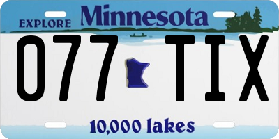 MN license plate 077TIX