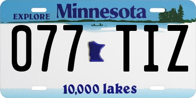 MN license plate 077TIZ
